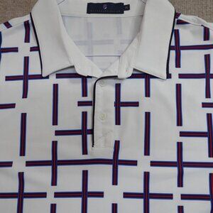 Extracurricular Polo Shirt XL White Geometric Print Performance